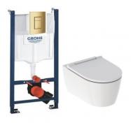 Geberit ONE RIMLess toiletpakke inkl. sde m/soft-close, cisterne og brstet messing betjening
