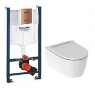 Geberit ONE RIMLess toiletpakke inkl. sde m/soft-close, cisterne og kobber betjening