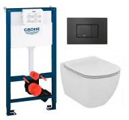 Ideal Standard Tesi toiletpakke inkl. sde m/soft-close, mellem cisterne og mat sort betjening