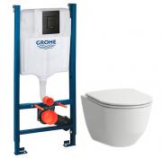 Laufen Pro Rimless toiletpakke inkl. sæde m/soft-close, cisterne og mat sort betjening