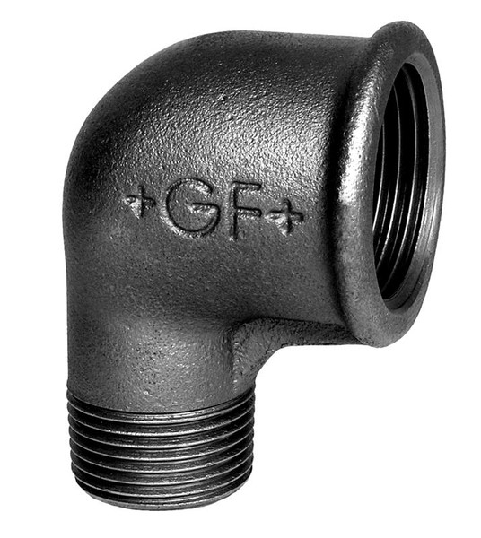 GF Sort vinkel 90 grader - Muffe/Nippel - 1 - 3/4"