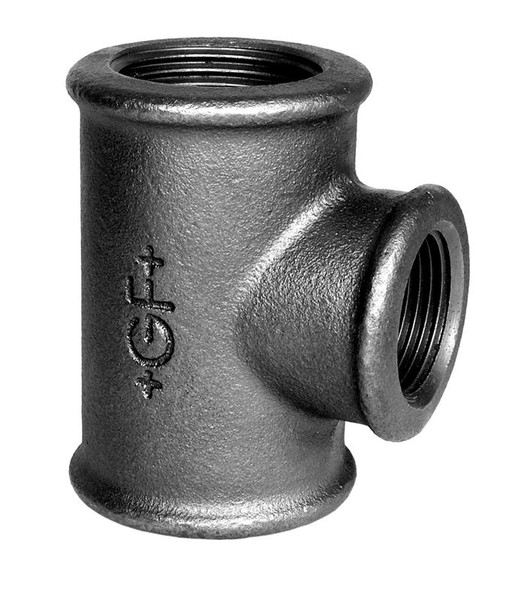 GF sort T-stykke - Muffe - 3/4" - 1/4" - 3/4"