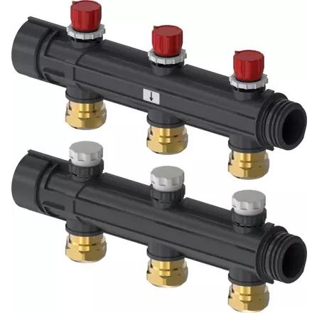 Uponor Magna Fordelerrør med ventil 3 afgange 3x25 - VVS nr.: 046253311