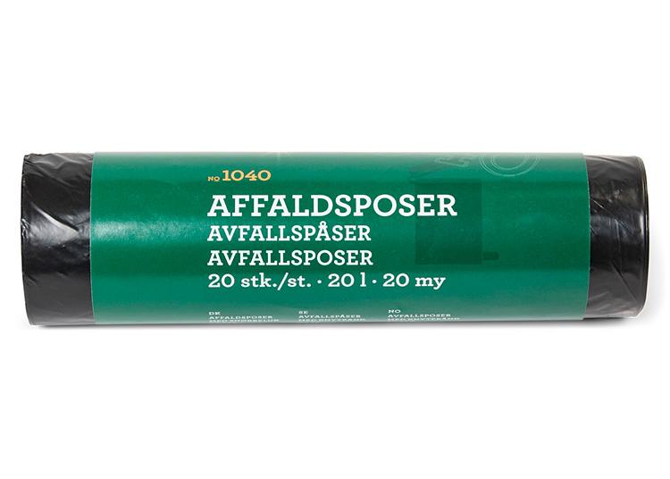 Affaldsposer m/snøreluk - 20 L/20 stk.