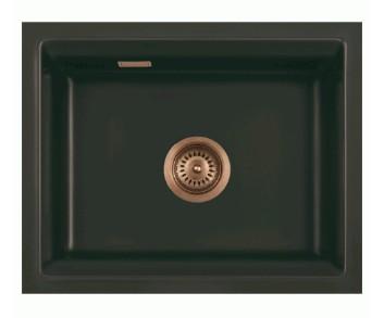 Lavabo Kara 50 U porcelænskøkkenvask - Mat sort m/kobber afløb Lavabo Kara 50 U porcelænskøkkenvask - Mat sort m/kobber afløb