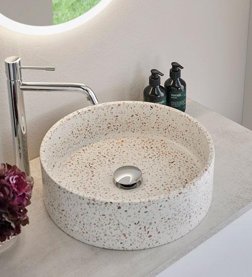 Hafa Circle Ø36 fritstående bowlevask - Uden overløb - Terrazzo