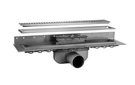 Purus Line komplet afløbspakke 1000 mm - Vandret udløb Ø50 - Rustfrit stål