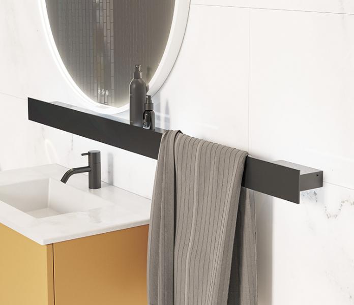 Dansani Illumi hylde 200 cm m/elstik, USB stik, trådløs lysstyring - Mat sort