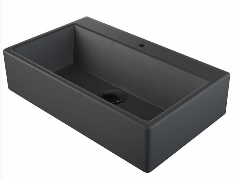 Lavabo Boxo 1080 SLIM 50 håndvask t/væg eller bord - 1 hanehul - Mat sort