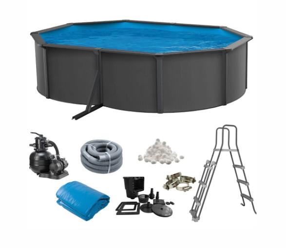 Swim & Fun Pool Oval 490 x 360 x 120 cm - Antracit Grey