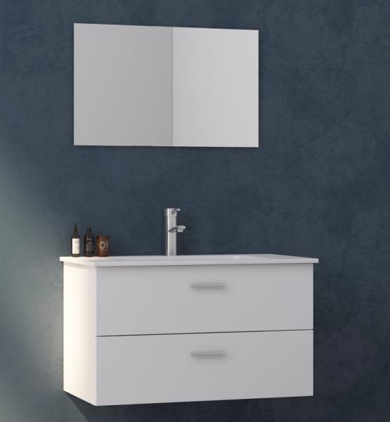 Nortiq Bergamo 65 møbelpakke inkl spejl - Mat hvid