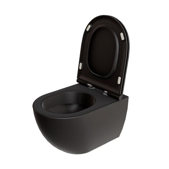 Lavabo Comoda rimless væghængt toilet inkl. EasyClean og sæde m/soft-close og quick release - Mat sort Lavabo Comoda rimless væghængt toilet inkl. EasyClean og sæde m/soft-close og quick release - Mat sort