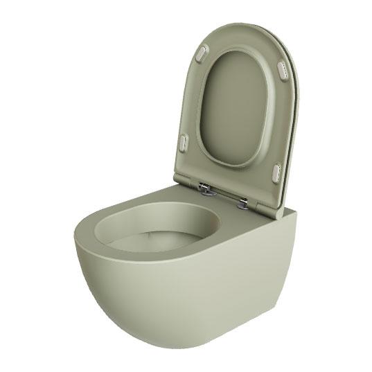 Lavabo Comoda rimless v&aelig;gh&aelig;ngt toilet inkl. EasyClean og s&aelig;de m/soft-close - Nature green
