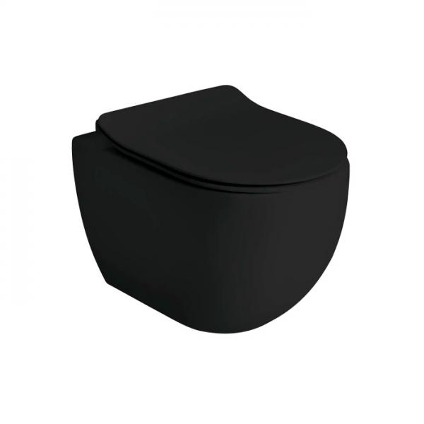 Lavabo Glomp Mini rimless v&aelig;gh&aelig;ngt toilet inkl. s&aelig;de - Mat sort