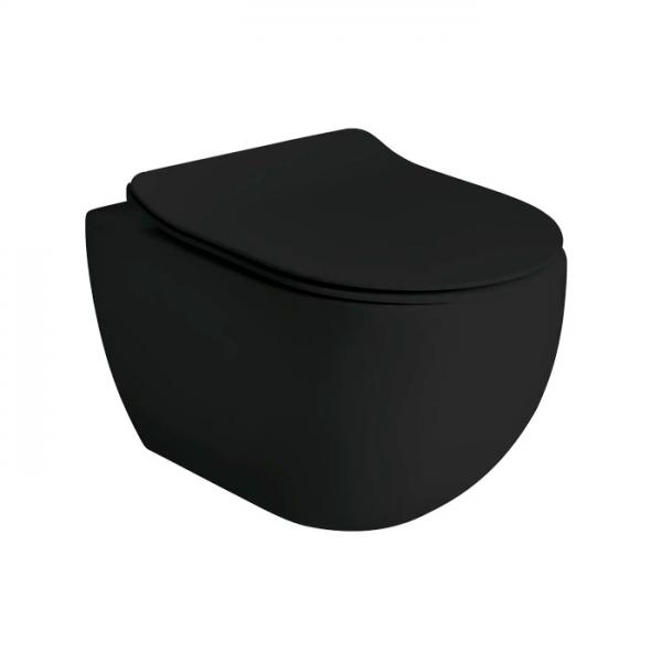 Lavabo Glomp rimless v&aelig;gh&aelig;ngt toilet inkl. s&aelig;de - Mat sort