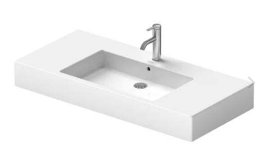 Duravit Vero vask 105 cm med hanehul og overl&oslash;b, wondergliss