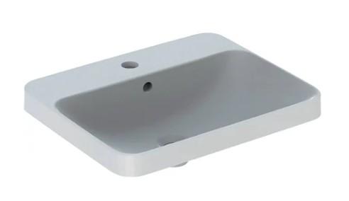 Geberit Variform 55 firkantet håndvask m/bagkant t/nedfældning - Med overløb - 1 hanehul
