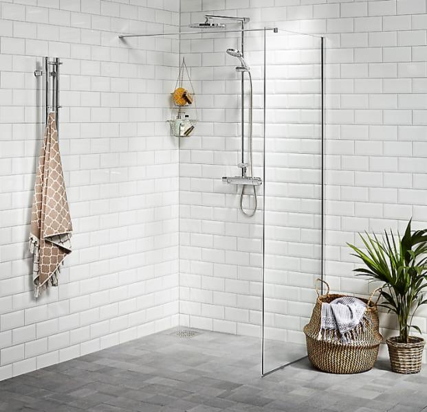 Alterna Vetro fast brusevæg 80x200 m/ EasyClean - Klar/Krom