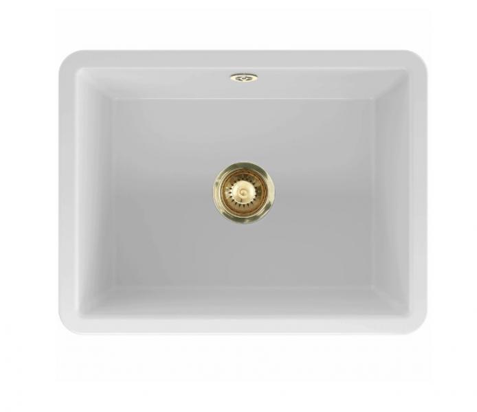 Lavabo Mararo II porcelænskøkkenvask - Messing afløb