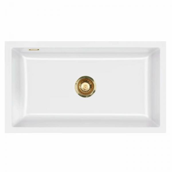 Lavabo Mera 80 U porcelænskøkkenvask m/messing afløb - Hvid Lavabo Mera 80 U porcelænskøkkenvask m/messing afløb - Hvid