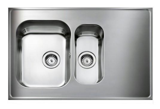 Intra AG10-KV stålbordplade køkkenvask - Vendbar - Dobbelt - 100 cm
