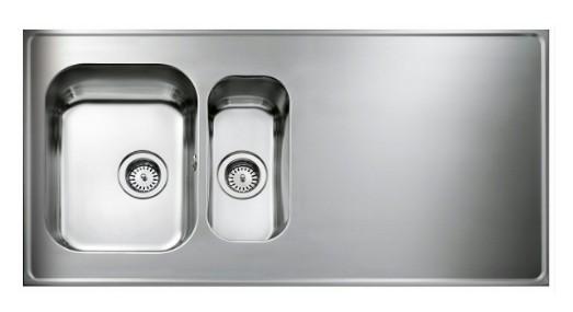 Intra AG12-KV stålbordplade køkkenvask - Vendbar - Dobbelt - 120 cm