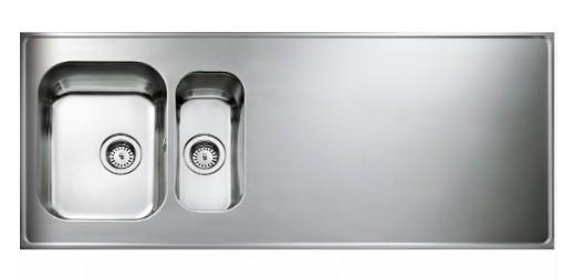 Intra AG14-KV stålbordplade køkkenvask - Vendbar - Dobbelt - 140 cm