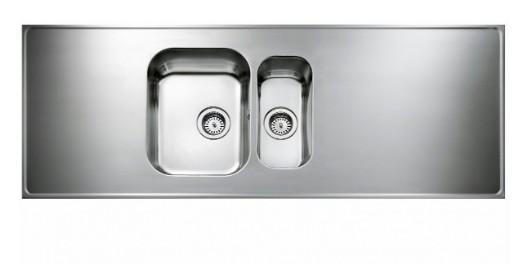 Intra AG16-KV stålbordplade køkkenvask - Vendbar - Dobbelt - 160 cm