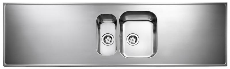 Intra G20-KV stålbordplade køkkenvask - Vendbar - Dobbelt - 200 cm