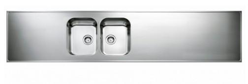 Intra AH24-KV stålbordplade køkkenvask - Vendbar - Dobbelt - 240 cm
