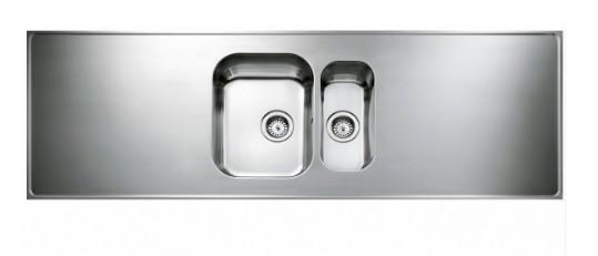 Intra AG18C-KV stålbordplade køkkenvask - Vendbar - Dobbelt - 180 cm