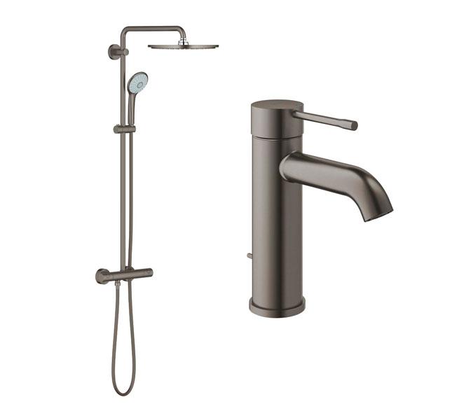 Grohe Essence & Euphoria komplet pakke til bad - Børstet Hard Graphite Grohe Essence & Euphoria komplet pakke til bad - Børstet Hard Graphite