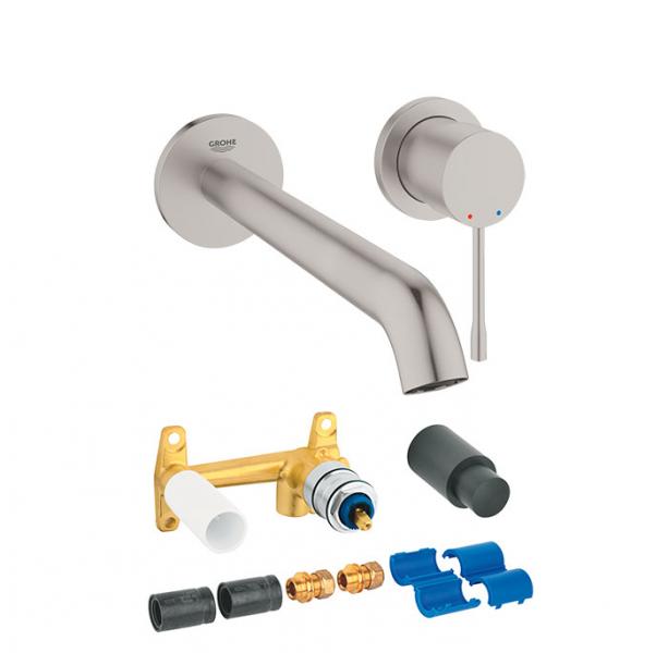 Grohe Essence New L komplet armatur til indbygning i væg - Supersteel