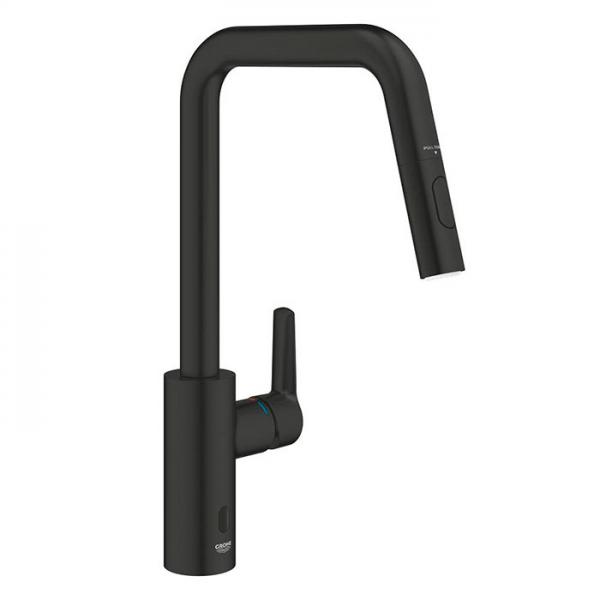 Grohe Start hybrid k&oslash;kkenarmatur m/sensor, udtr&aelig;k og Dual Spray - Mat sort