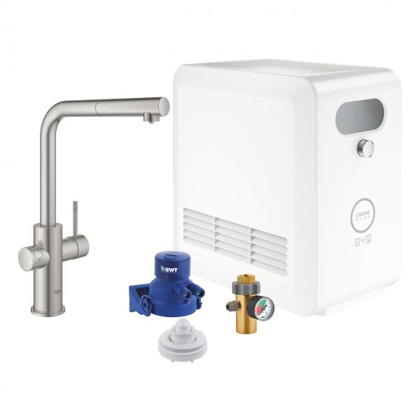 Grohe Blue Professional køkkenbatteri m/L-tud og udtræk - Steel