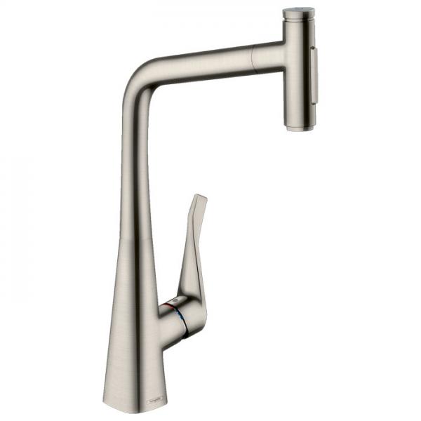 hansgrohe Metris Select M71 køkkenarmatur 320 m/udtræk 2jet - Rustfri stål-finish