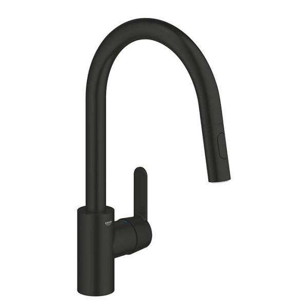 Grohe Get k&oslash;kkenarmatur m/udtr&aelig;k og Dual Spray - Mat sort