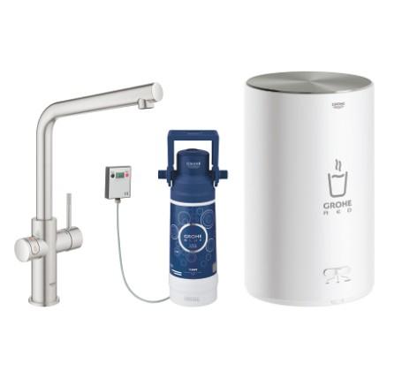 Grohe Red II Duo køkkenbatteri m/3L vandvarmer og L-tud - Supersteel Grohe Red II Duo køkkenbatteri m/3L vandvarmer og L-tud - Supersteel