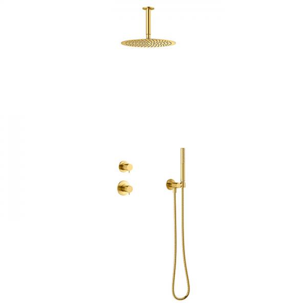 Damixa Iris DS 2 brusesystem til indbygning - Loft - Børstet messing Damixa Iris DS 2 brusesystem til indbygning - Loft - Børstet messing