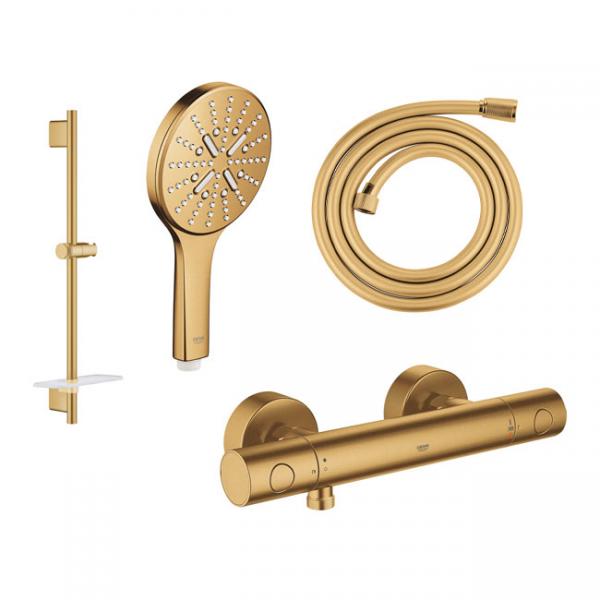 Grohe Rainshower SmartActive komplet brusesystem m/termostat - 600 mm - B&oslash;rstet cool sunrise
