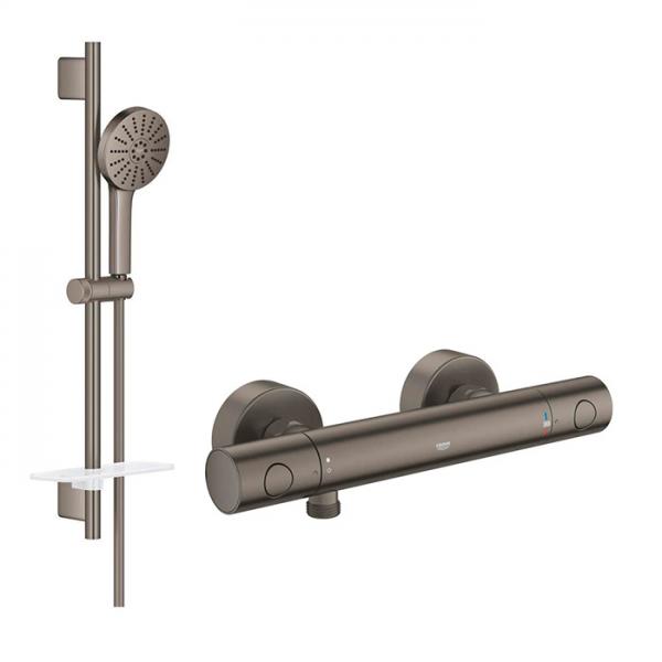 Grohe Grohtherm 800 Cosmopolitan Joy+ komplet brusesystem m/termostat - Børstet Hard Graphite Grohe Grohtherm 800 Cosmopolitan Joy+ komplet brusesystem m/termostat - Børstet Hard Graphite