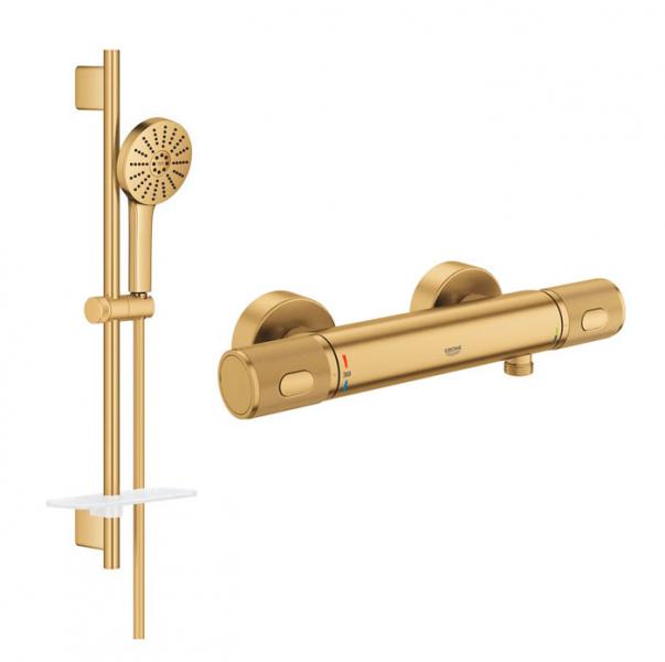 Grohe Precision komplet brusesystem m/Joy+ håndbruser - Børstet Cool Sunrise Grohe Precision komplet brusesystem m/Joy+ håndbruser - Børstet Cool Sunrise