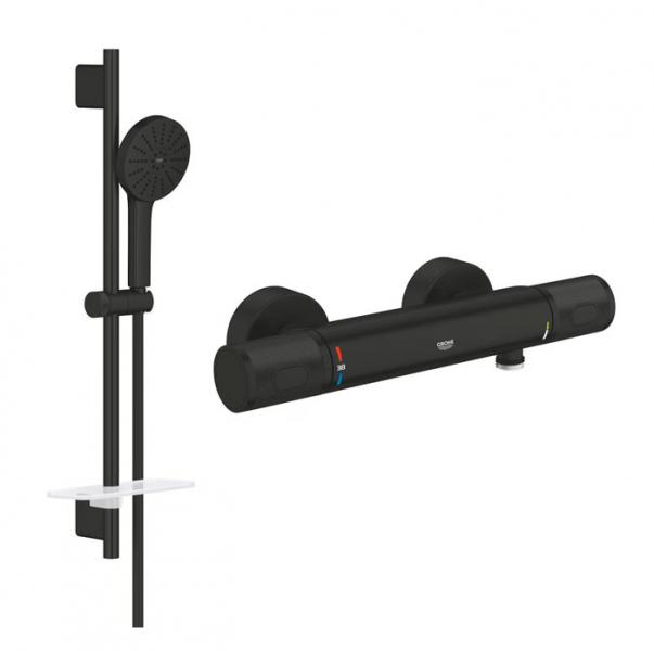 Grohe Precision komplet brusesystem m/Joy+ h&aring;ndbruser - Mat sort