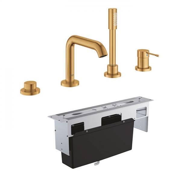 Grohe Essence komplet badekararmatur t/karkant - Børstet Cool Sunrise