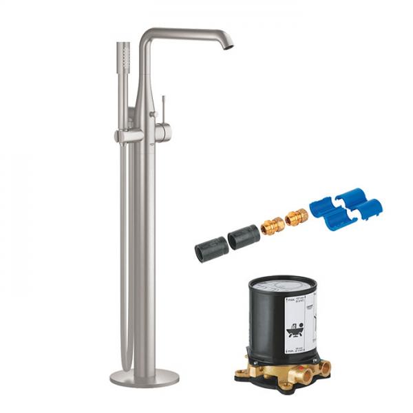 Grohe Essence komplet fritstående badekararmatur - Supersteel