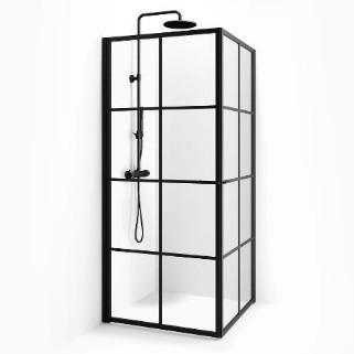 Cassøe New York fast brusevæg m/dør og sprosser - 85x88 cm