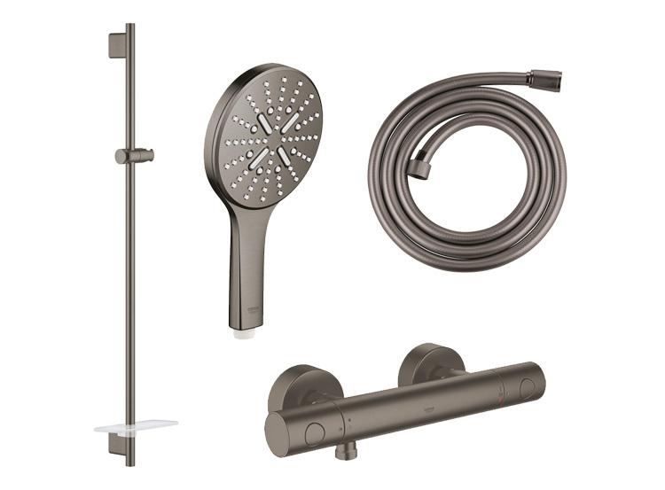 Grohe Rainshower SmartActive komplet brusesystem m/termostat - Børstet hard graphite