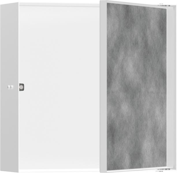 Hansgrohe XtraStoris indbygget hylde med flisebar låge 300x300x100 - Mat hvid