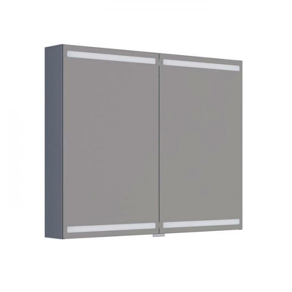 Dansani Level spejlskab 100 m/lys, lysstyring og træbakker - Grå mat