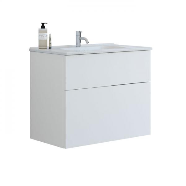 Dansani Luna 81 møbelsæt m/Kantate vask, høj skuffe og indretning - Hvid mat